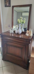 Dressoir donkerbruin - kersenhout - met bijbehorende spiegel, Ophalen, Klassiek, 50 tot 100 cm, Kersenhout