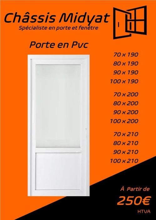 Porte de service Pvc Blanc Grand Stock Dispo 250€, Doe-het-zelf en Bouw, Deuren en Vliegenramen, Nieuw, Buitendeur, Kunststof