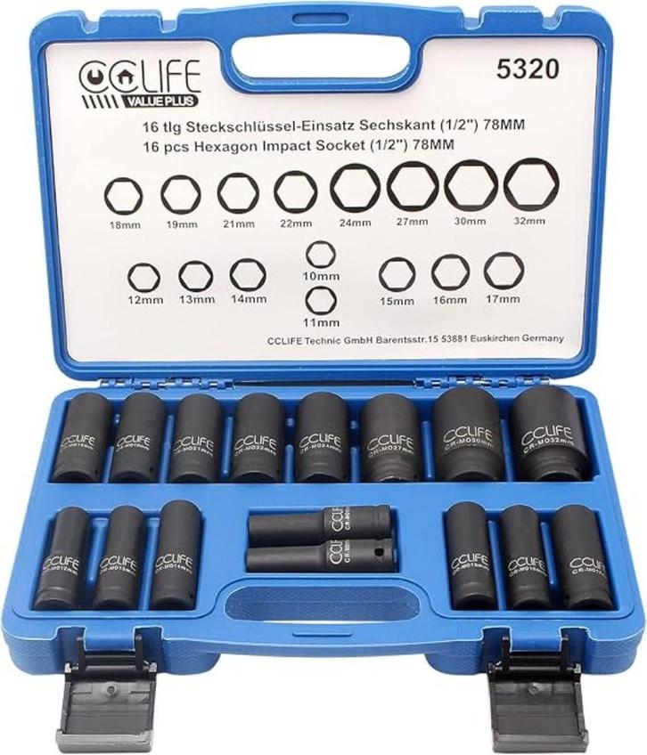 CCLIFE 16 delige set lange dopsleutels GRATIS LEVERING, Auto diversen, Autogereedschap, Nieuw, Verzenden