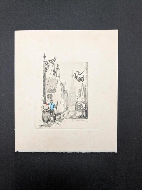 Kleine ets roger hebbelinck gesigneerd, Antiek en Kunst, Kunst | Etsen en Gravures, Ophalen of Verzenden