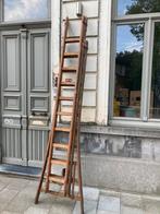 Houten ladder - 3 delen - 10 treden, Doe-het-zelf en Bouw, Ladders en Trappen, Ladder, Gebruikt, Opvouwbaar of Inschuifbaar, 4 meter of meer