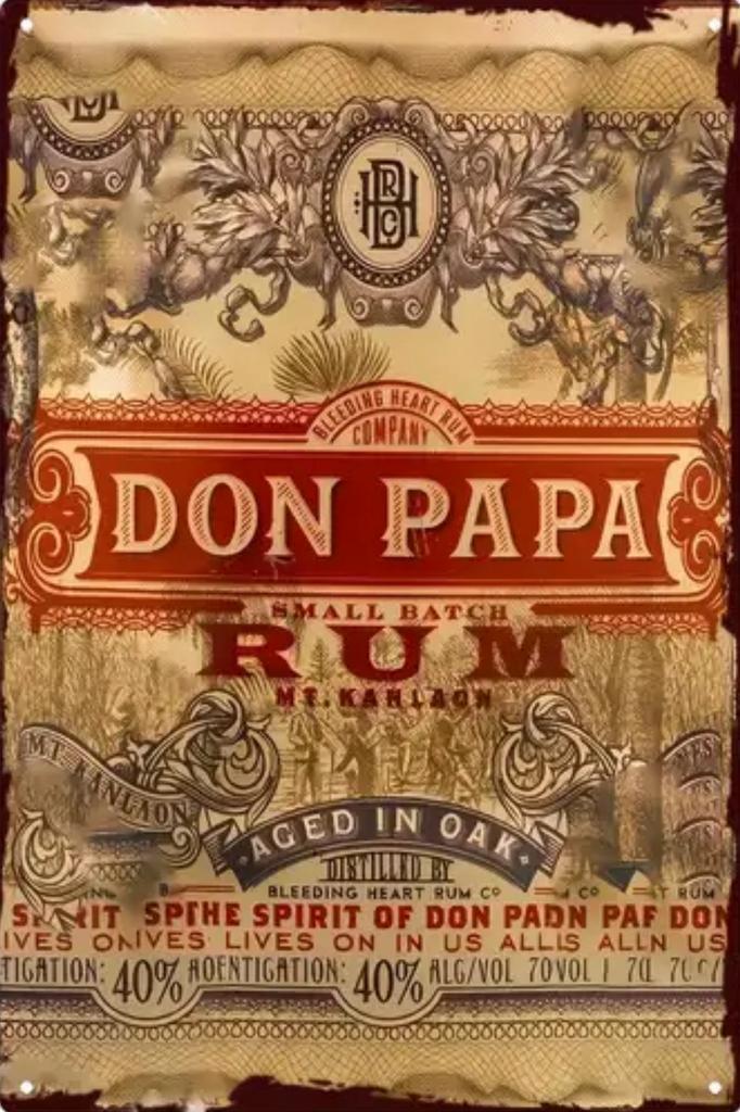 Metalen reclamebord Don papa rum  6 - retro vintage mancave, Verzamelen, Merken en Reclamevoorwerpen, Zo goed als nieuw, Reclamebord