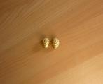 Goudkleurige gestreepte ovale oorbellen clips oorclips, Ophalen of Verzenden
