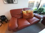 Zeer goed lederen salon, Huis en Inrichting, Ophalen, Gebruikt, Rechte bank, Leer