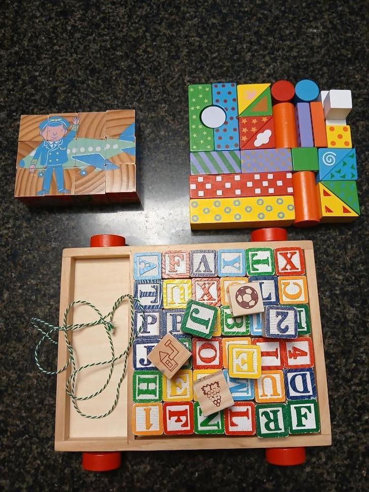 Kwalitatieve Houten blokken 80stuks+rolwagen, Kinderen en Baby's, Speelgoed | Houten speelgoed, Zo goed als nieuw, Overige typen