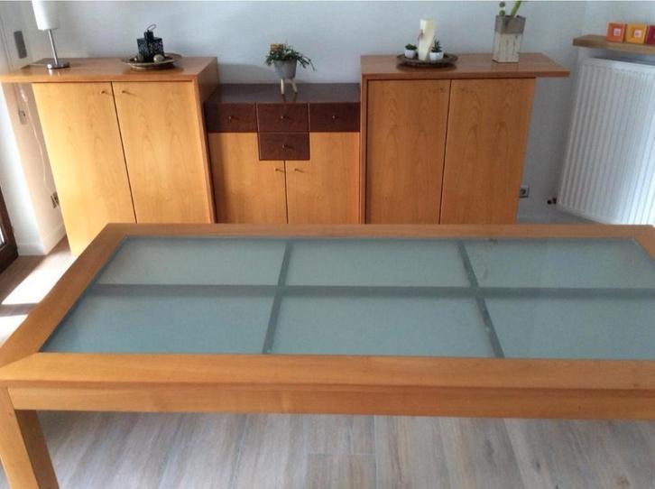 tafel in kerselaar met bijpassende dressoir, Huis en Inrichting, Tafels | Eettafels, Gebruikt, 100 tot 150 cm, 200 cm of meer