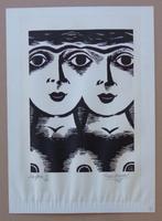 FRANS MASEREEL / DES YEUX / ZW-W HOUTSNEDE / 45x32cm / SIG, Antiek en Kunst, Kunst | Litho's en Zeefdrukken, Ophalen of Verzenden