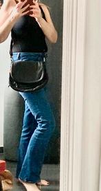 Leren handtas lange riem, Ophalen of Verzenden, Gebruikt, Zwart, Handtas