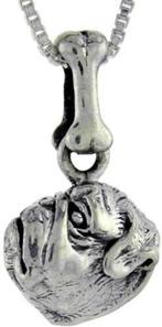 Zilveren hanger in de vorm v/d kop hond Pug Dog, Nieuw, Ophalen of Verzenden, Dier, Zilver