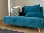Slaapbank 2-zit in petrolblauw fluweel – Maisons du Monde, Ophalen, Overige materialen, Gebruikt, 150 tot 200 cm