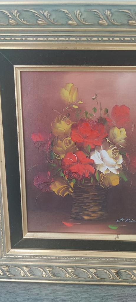 Olie schilderij op paneel stilleven gesigneerd, Antiek en Kunst, Kunst | Schilderijen | Klassiek, Ophalen of Verzenden