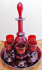 Service à liqueur: Carafe + plateau + 5 verres, Bohème, 50', Ophalen