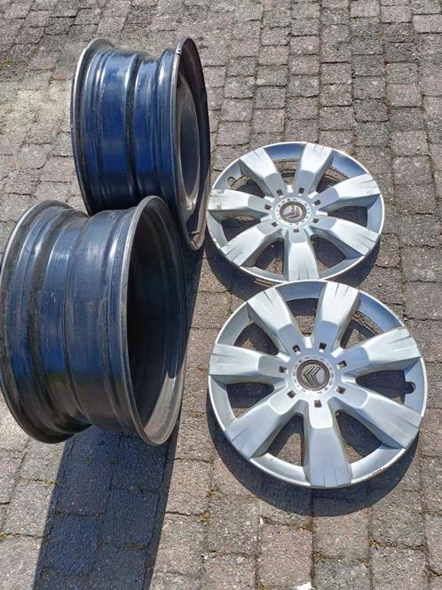 2 originele 16” velgen Citroën Berlingo + 2 wieldoppen, Auto diversen, Wieldoppen, Ophalen