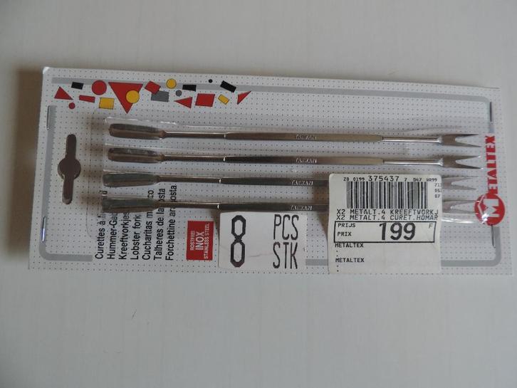 Bestek, kreeftencurettes 8 stuks NIEUW roestvrij staal, Huis en Inrichting, Keuken | Bestek, Nieuw, Bestekset, Inox of Chroom