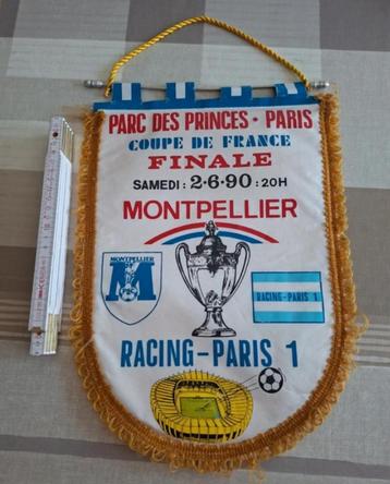 Bannière Montpellier Racing Paris 1990, Enlèvement ou Envoi, Comme neuf, Fanion ou Écharpe