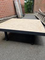 Vierkante salontafel met natuursteen, Huis en Inrichting, Tafels | Salontafels, Ophalen, Gebruikt, 50 tot 100 cm, Vierkant