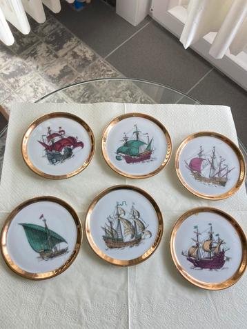 6 prachtige schoteltjes met historische zeilschepen beschikbaar voor biedingen