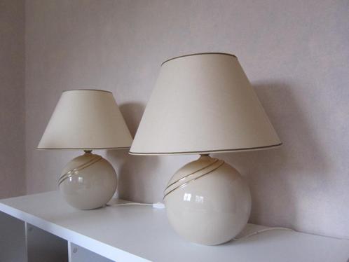 2 bolvormige tafellampen, Huis en Inrichting, Lampen | Tafellampen, Gebruikt, Minder dan 50 cm, Overige materialen, Ophalen