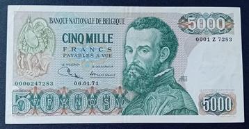 Belgique 5000 francs Vesalius 1971 - SUP, Enlèvement ou Envoi, Billets en vrac