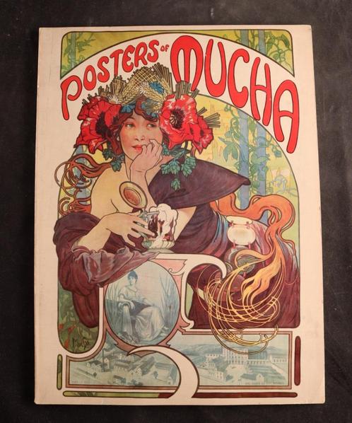 Vintage boek met Mucha posters, Antiek en Kunst, Antiek | Boeken en Manuscripten, Ophalen of Verzenden