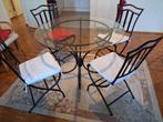 Glazen tafel met 4 stoelen, Ophalen, Rond, Zo goed als nieuw, Glas