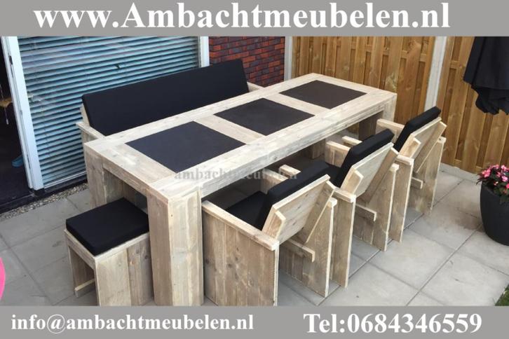 steigerhout tuinset Tuintafel Met Stoelen en Banken ACTIE !!, Tuin en Terras, Tuinsets en Loungesets, Nieuw, Tuinset, Steigerhout