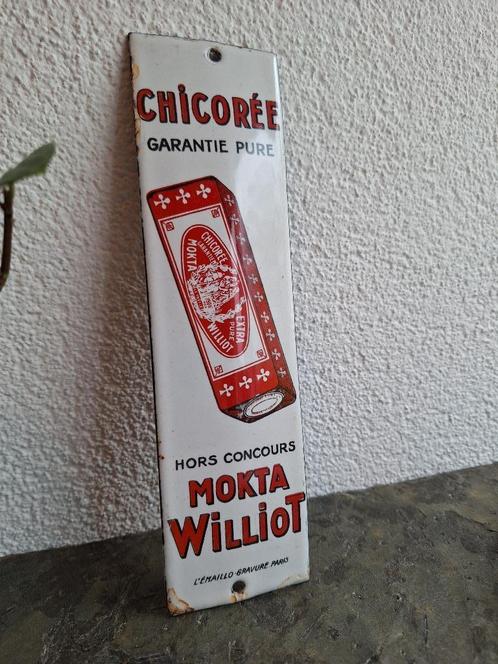 Emaille deurpostje Mokta Williot Chicorée, Verzamelen, Merken en Reclamevoorwerpen, Gebruikt, Reclamebord, Ophalen of Verzenden