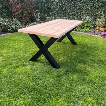 Tables de jardin robustes en douglas/acier | Tout neuf