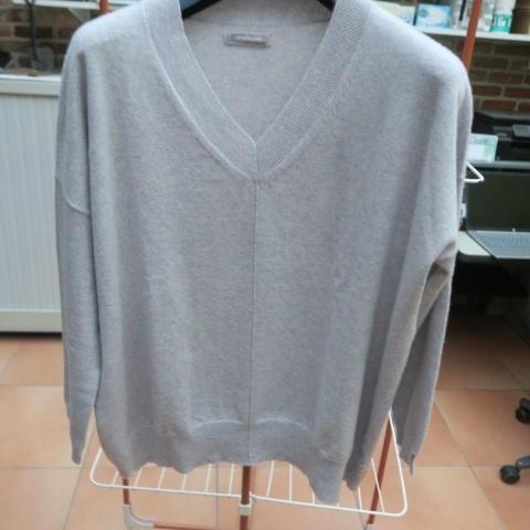 Oversized pull v-hals grijs cashm Hemisphere mt 42 (44), Vêtements | Femmes, Pulls & Gilets, Comme neuf, Taille 42/44 (L), Gris