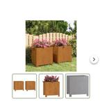 Plantenbakken met poten 2 st roestig 42x40x43 cm cortenstaal, Ophalen, Nieuw, Metaal, Tuin