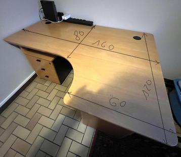 Stevig bureaumeubel compact beuk met ladenblok 3 laden beschikbaar voor biedingen