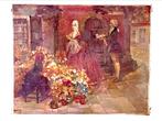 Bloemen verkoopster, Antiek en Kunst, Kunst | Schilderijen | Klassiek, Ophalen