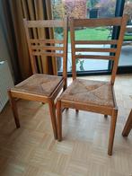 5 vintage eetstoelen (met rieten zitvlak): goede staat, Ophalen, Gebruikt