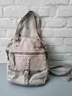 Prachtige lederen handtas met subtiele studs basilic pepper, Ophalen of Verzenden, Gebruikt, Grijs, Handtas