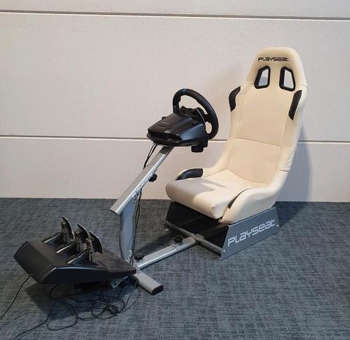 Playseat wit leer + Logitech G29 PS4 / PS5, Games en Spelcomputers, Games | Sony PlayStation 5, Refurbished, Ophalen