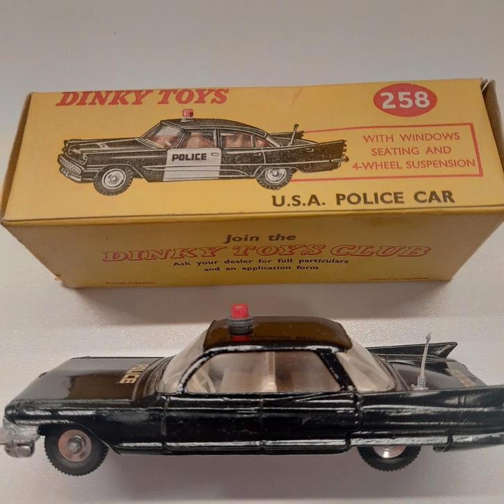 DINKY TOYS UK nr.258:CADILLAC POLICE CAR*ORIGINAL*VINTAGE*, Hobby en Vrije tijd, Modelauto's | 1:43, Nieuw, Auto, Dinky Toys, Ophalen