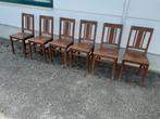 6 houten stoelen, Huis en Inrichting, Vijf, Zes of meer stoelen, Gebruikt, Bruin, Hout