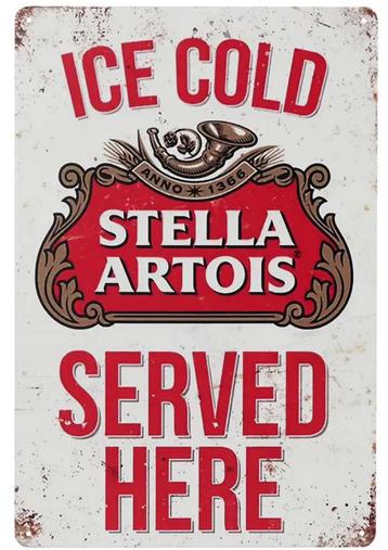 Metalen vintage mancave reclamebord Stella Artois- nieuw