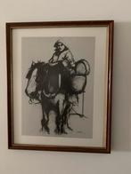 Mooie.tekenin.paarde.visser.getekend., Antiek en Kunst, Ophalen