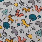 Promo! 3325) 150x50cm Alpenfleece bosdiertjes grijs vosje, 120 cm of meer, Nieuw, Ophalen of Verzenden, Katoen