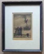 KURT PEISER / RETOUR DE PECHE / ZW-W ETS / 23x19cm / KADER, Ophalen of Verzenden