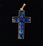 Vintage vergulde kruis Murano glas Italy, Handtassen en Accessoires, Antieke sieraden, Verzenden, Hanger