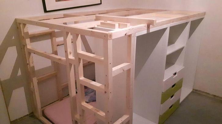 Bedframe, Kinderen en Baby's, Kinderkamer | Bedden, Gebruikt, 160 tot 180 cm, 85 tot 100 cm, Hoogslaper of Stapelbed, Ophalen