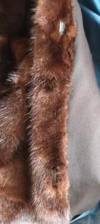 Donkerbruine lange nertsmantel maat 40/42, Zwart, Zo goed als nieuw, Huis Parmentier Meulebeke, Ophalen