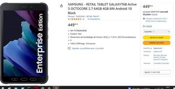Samsung Tab Active 3  64GB  beschikbaar voor biedingen