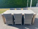 Tuintafel met 6 stoelen, Tuin en Terras, Tuintafels, Ophalen, Zo goed als nieuw, Rechthoekig, Hout