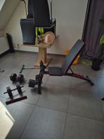 Halterbank met halters, Sport en Fitness, Ophalen, Zo goed als nieuw, Kunststof