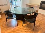 Glazen tafel met 4 stoelen, Huis en Inrichting, Tafels | Eettafels, Glas, Zo goed als nieuw, Ophalen