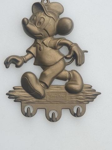 Porte-clés vintage Mickey Mouse en laiton massif 1960-1970