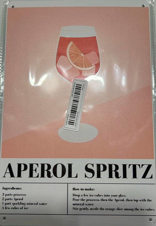 Reclamebord vintage Aperol Spritz (3) - mancave poolhouse, Verzamelen, Merken en Reclamevoorwerpen, Nieuw, Reclamebord, Ophalen of Verzenden